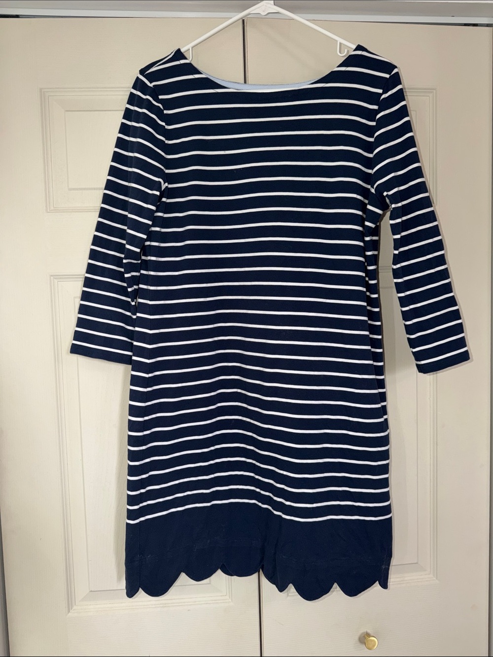 Vineyard Vines Navy and White Striped Boatneck Midi Dress